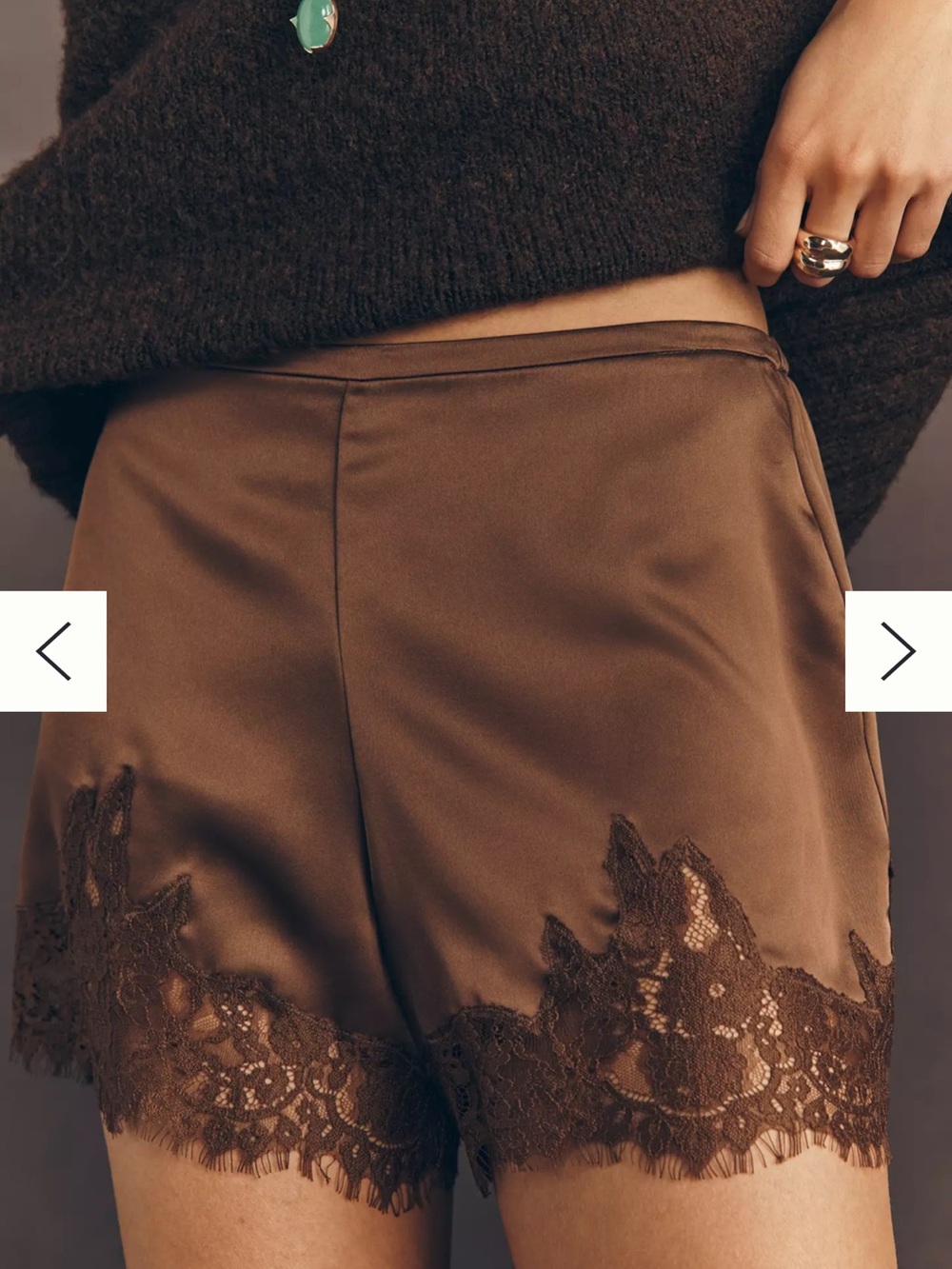 Reformation Fern Satin Lace-Trim Shorts
